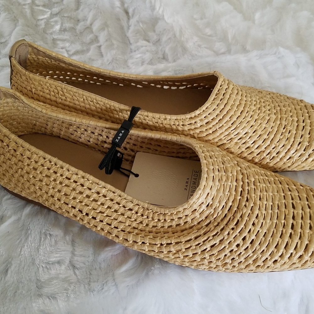 Zara Womens Handmade Basket Weave Flats
